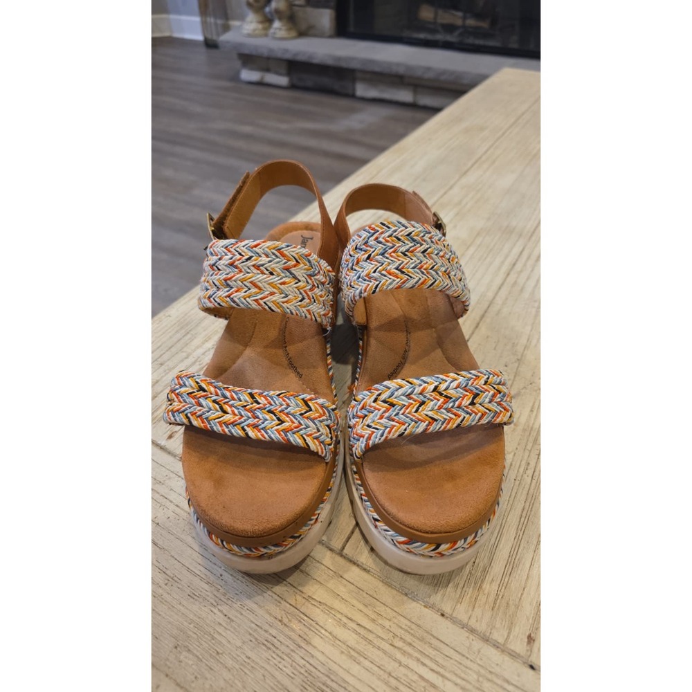 Jambu Destiny Womens 10M Multi Color Woven Platform Wedge Sandals J4DES15 Boho